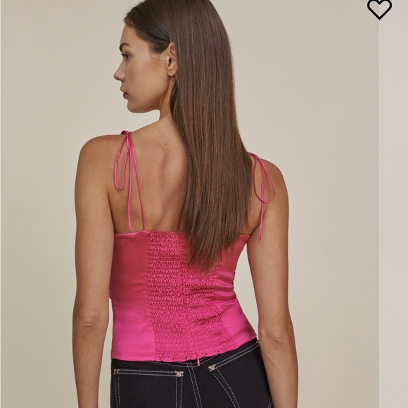 Reformation Lucrezia Silk Spaghetti Strap Top - Hot Pink - Picture 4 of 7